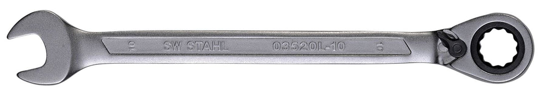 SW-Stahl 03520L-10 Gabelringratschenschlüssel 10 mm mit Umschalthebel für Rechts- und Linkslauf I 72