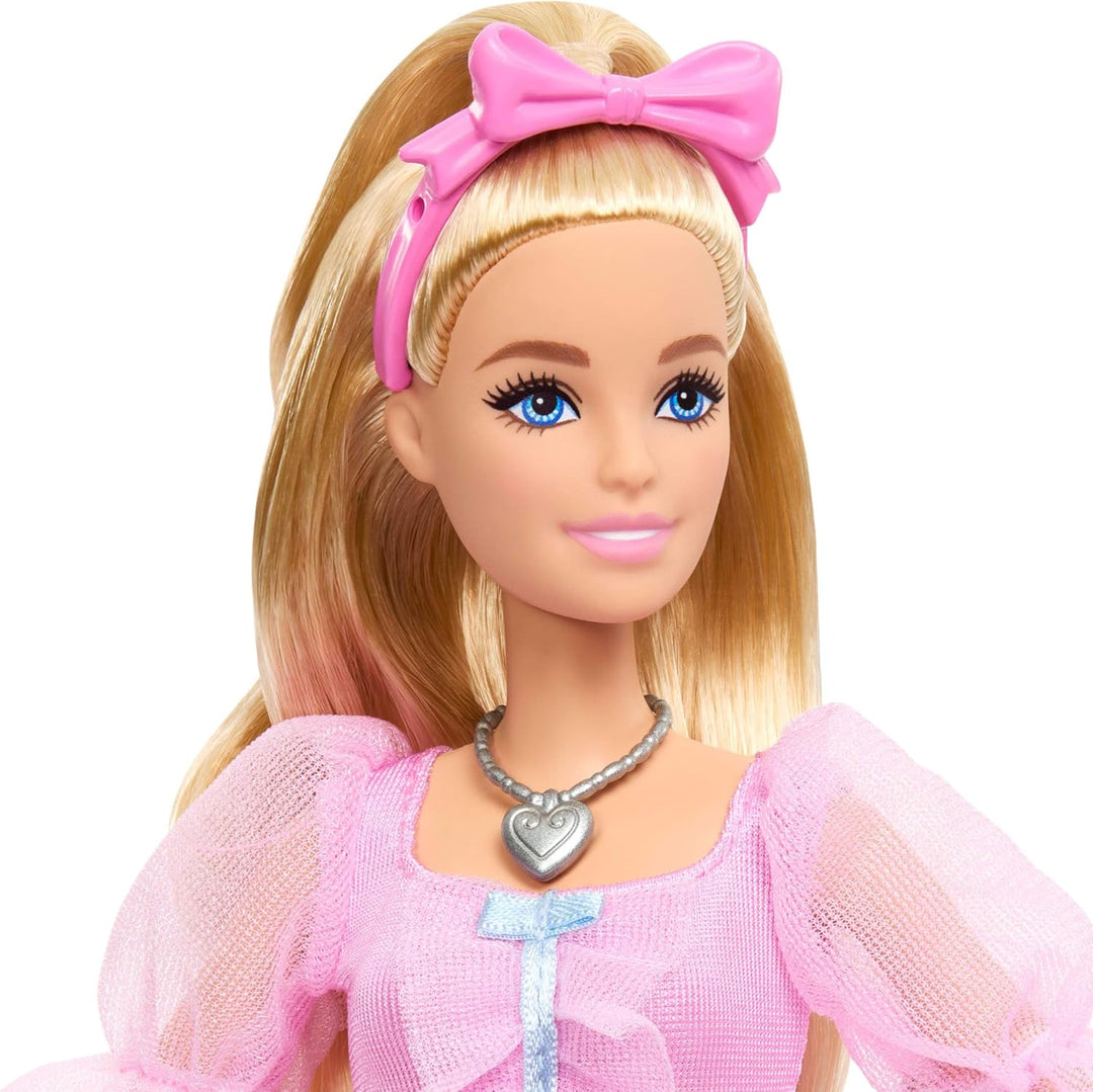 Barbie im Nussknacker Clara Ballerina-Puppe im rosa Satinkleid mit Puffärmeln, beweglichen Knöcheln