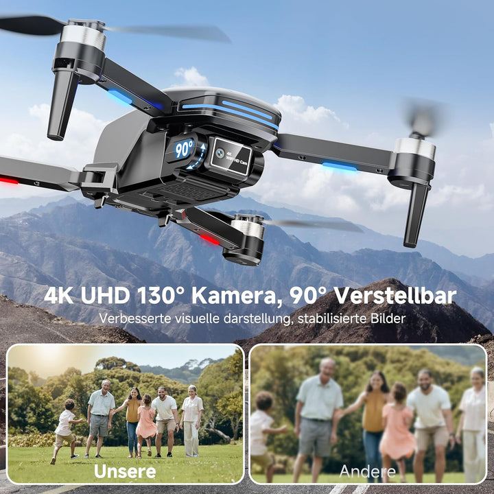 PLEGBLE Drohne mit Kamera 4K für Kinder, Mini Drohne Erwachsene, Bürstenlosem Motor FPV RC Drone mit