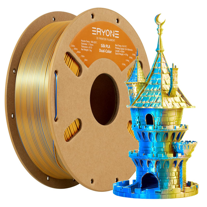 ERYONE Dual Seiden PLA Filament 1.75mm,Co-Extrucsion PLA Seiden Filament für 3D Drucker +/- 0,03 mm,