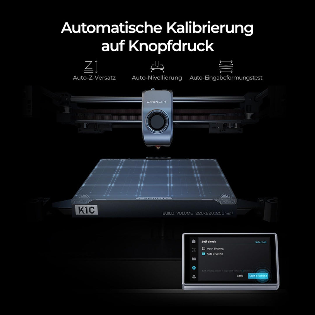 Creality K1C 3D Drucker, 600mm/s schnelle Druckgeschwindigkeit, Auto Nivellierung 3D Printer mit AI-
