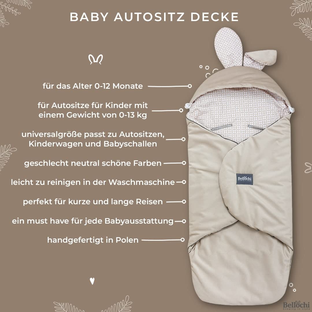 Bellochi Universal Baby Einschlagdecke für Babyschale und Autositz Kinderwagendecke Fusssäck aus Bau