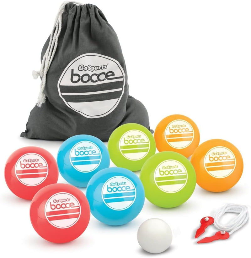 GoSports Backyard Bocce Sets mit 8 Bälle, Pallino, Etui und Messseil - Wählen Sie zwischen klassisch