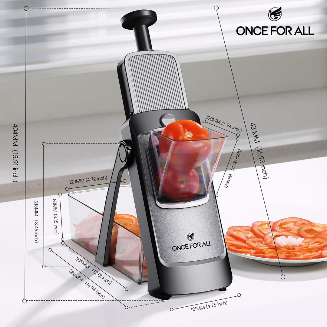 ONCE FOR ALL Gemüseschneider mit Auffangbecken, Gemüsehobel ideal als Pommesschneider & Kartoffelsch