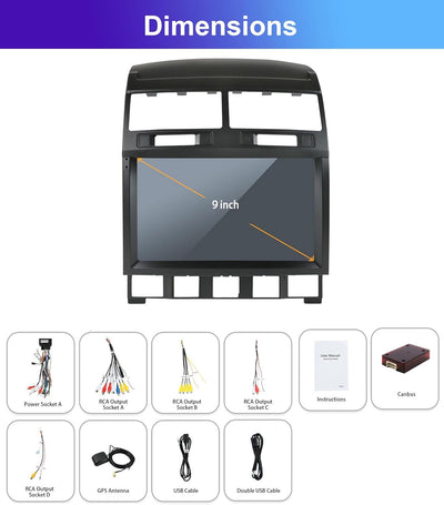 Android 12 Autoradio 9 Zoll IPS Doppel Din Radio Für VW Touareg 2002-2010 Mit GPS Navigation Bluetoo