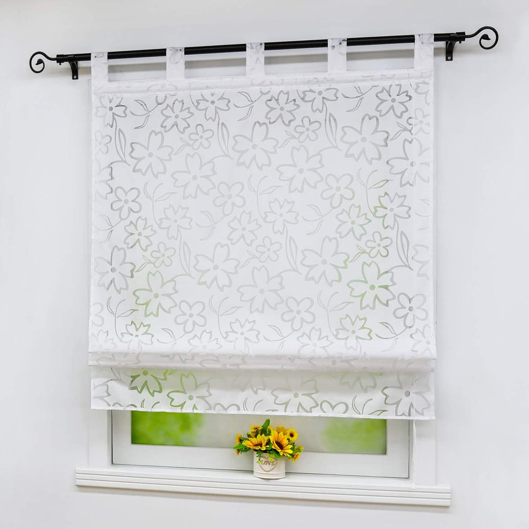 Joyswahl Raffrollo Ausbrenner Raffgardinen mit Schlaufen »Jessica« Gardinen BxH 100x140cm Weiss Blum