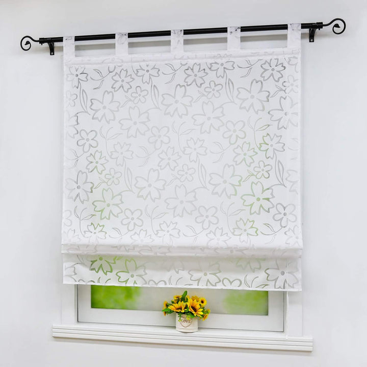 Joyswahl Raffrollo Ausbrenner Raffgardinen mit Schlaufen »Jessica« Gardinen BxH 100x140cm Weiss Blum