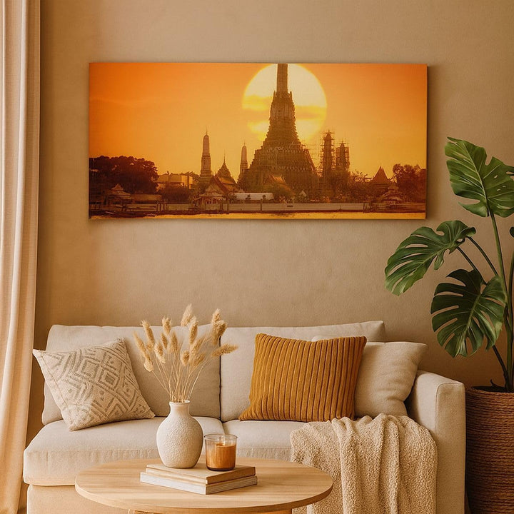 Wandbilder Dekoration Wohnzimmer Tempel Asien Panorama Bilder auf Leinwand 120x50cm Leinwandbild mit