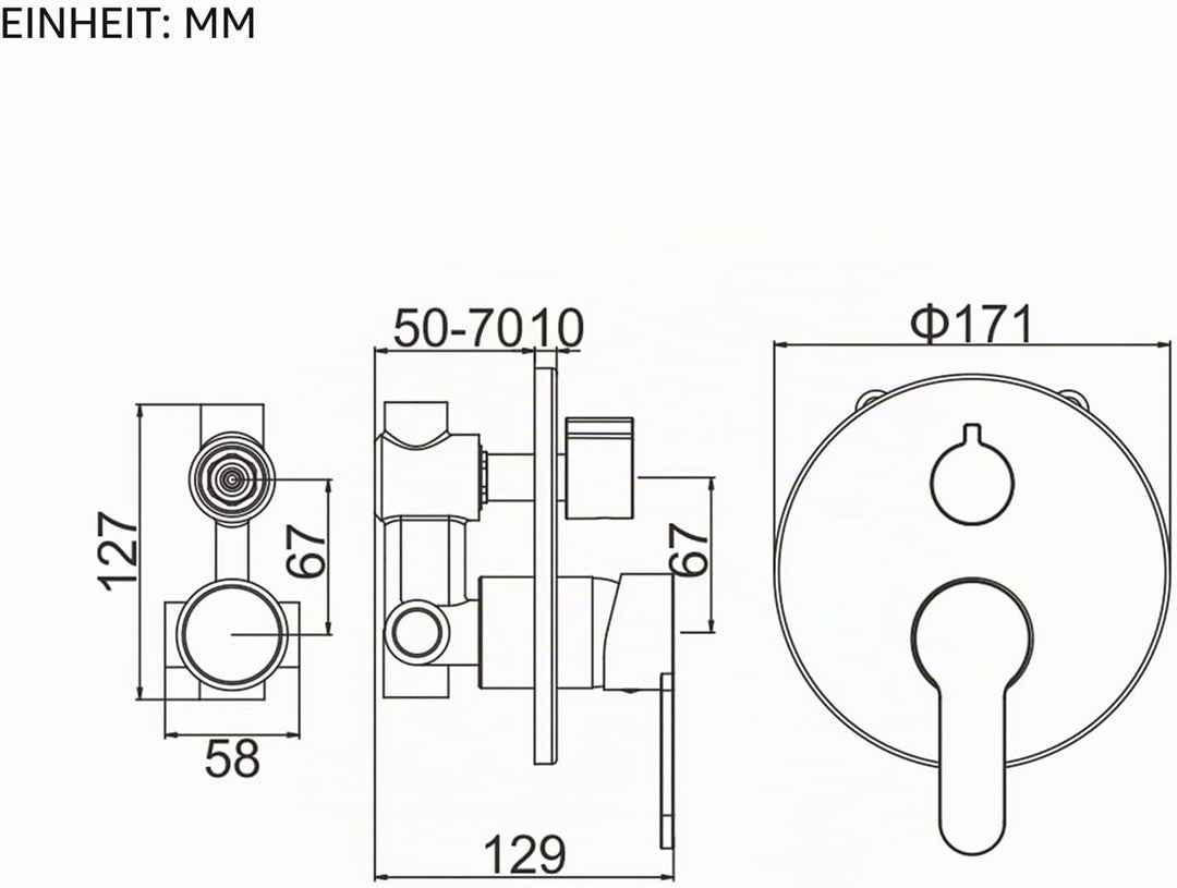 Ibergrif - Unterputz Duschhahn für Duschsystem, 2 Funktionen, Chrom, 2 Funktion