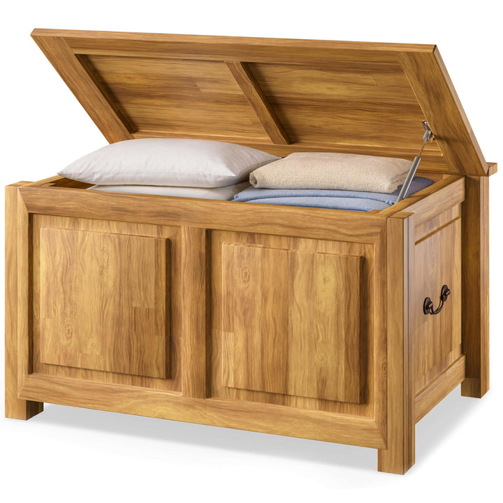 CASARIA® Holztruhe mit Deckel Gross 103L Volumen Sitzbank Stauraum 160kg belastbar Holz Akazie Flur