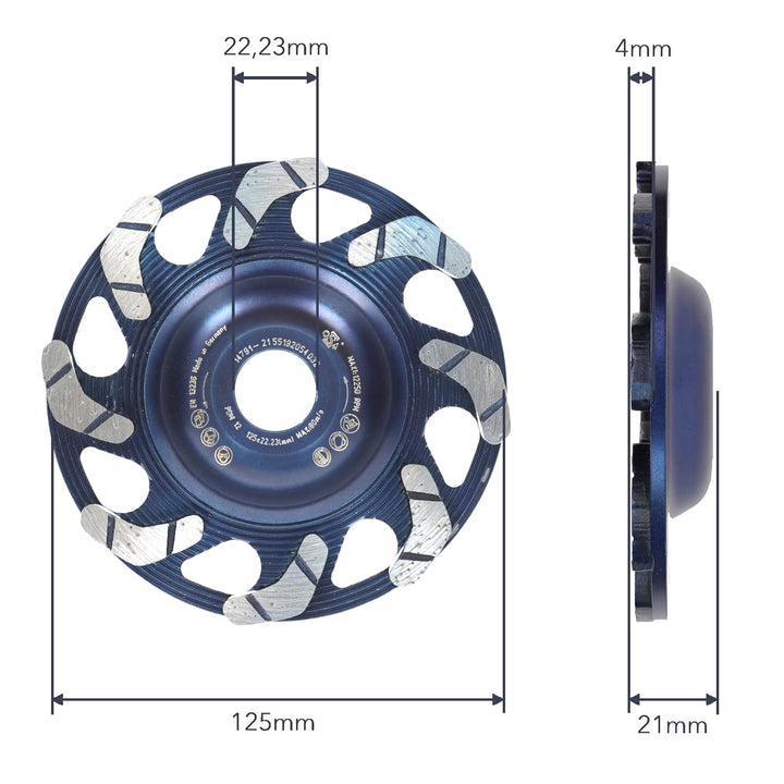 PRODIAMANT Diamant Schleifteller 125mm Beton Universal ST49 ProfiPlus Schleiftopf Made in Germany