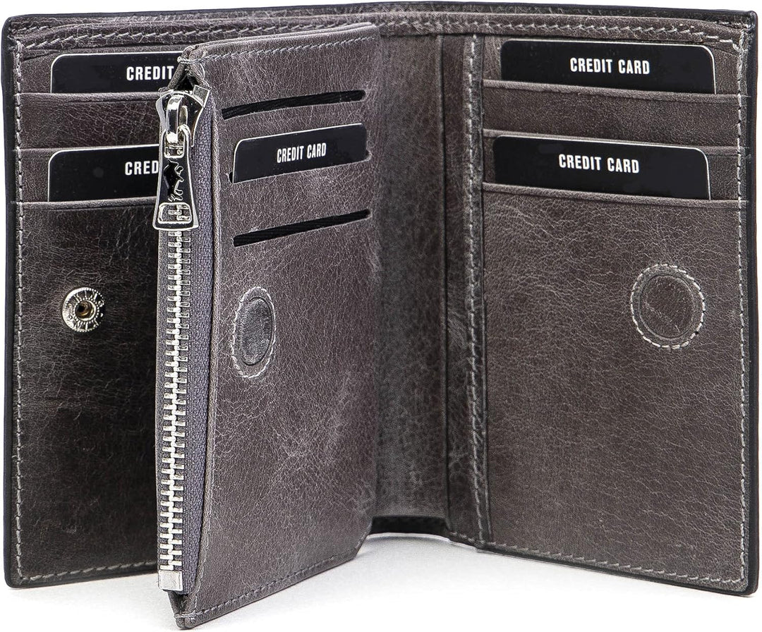Solo Pelle® Slim Wallet KOMPA mit Münzfach [bis zu 13 Karten] Slimwallet [RFID-Schutz] Kartenetui [L