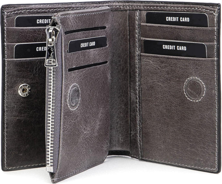 Solo Pelle® Slim Wallet KOMPA mit Münzfach [bis zu 13 Karten] Slimwallet [RFID-Schutz] Kartenetui [L