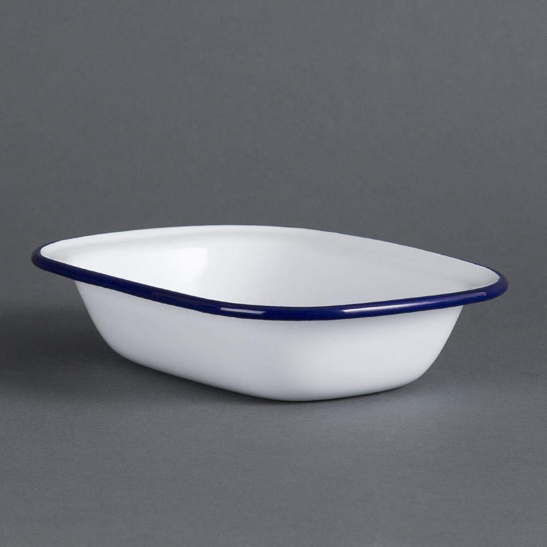 Olympia Emaille Retro-Pastetenformen Set - Rechteckig 180 x 135 mm (6 Stück), Weiss und Blau, Langle