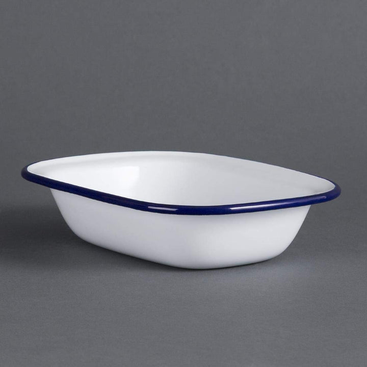 Olympia Emaille Retro-Pastetenformen Set - Rechteckig 180 x 135 mm (6 Stück), Weiss und Blau, Langle