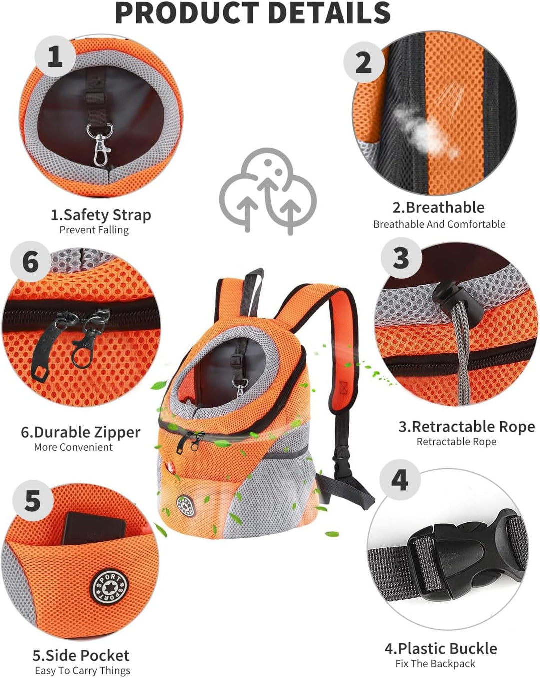 PETCUTE Hundetragerucksack,Verstellbarer Haustier Rucksack für Kleine Hunde und Katzen,Gepolsterter