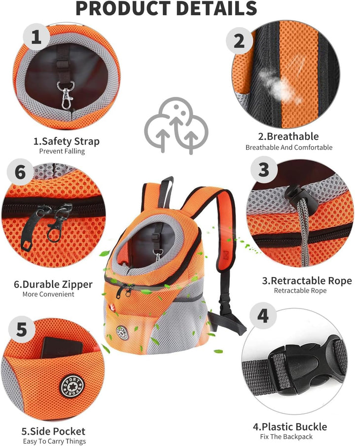 PETCUTE Hundetragerucksack,Verstellbarer Haustier Rucksack für Kleine Hunde und Katzen,Gepolsterter