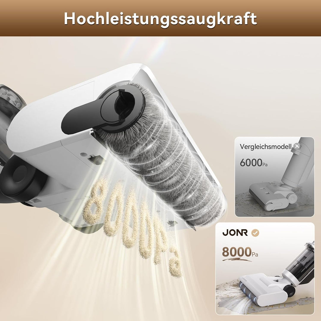 JONR ED12 Lite Nass-Trockensauger Kabellos mit Akku, Wischsauger mit Selbstreinigung, 3-in-1 Saug- u
