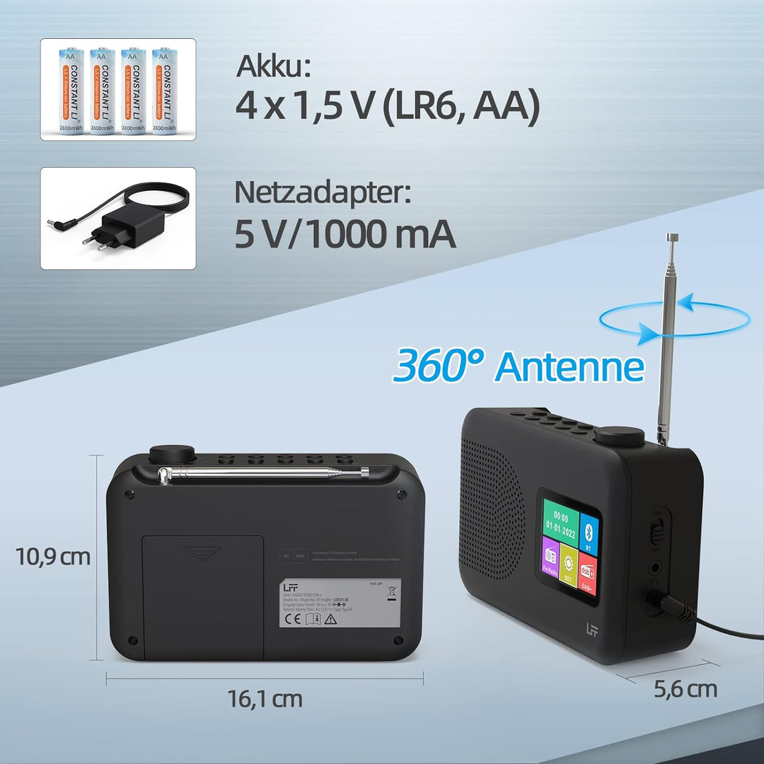 Dab Radio, LFF DAB Digitalradio, Radio Klein UKW-Digitalradio, DAB Plus Radio, Küchenradio mit Kabel