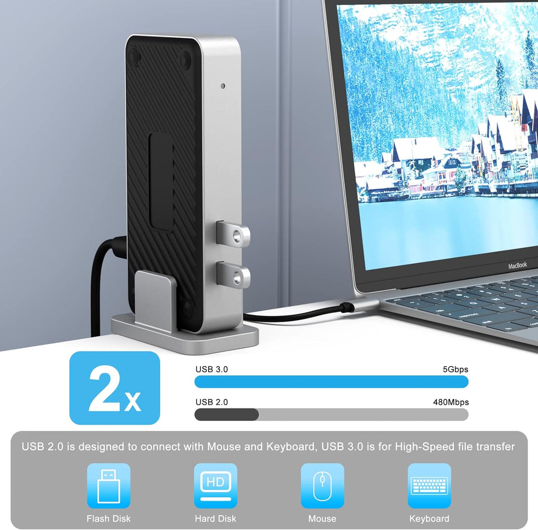 BENFEI USB 3.0 Universal-Dockingstation Dual Monitor HDMI VGA kompatibel mit Mac Windows, USB 3.0 od