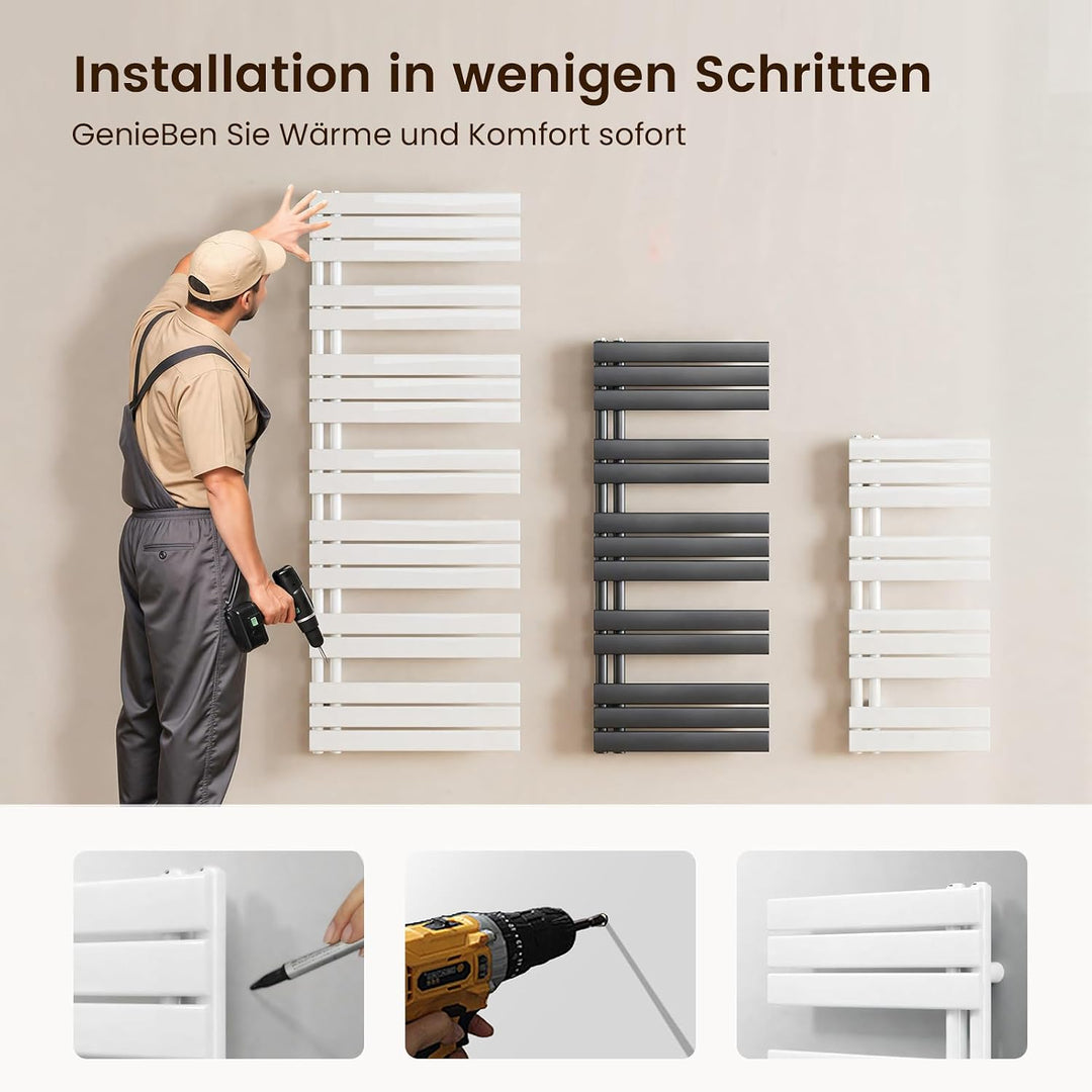Heilmetz Badheizkörper Weiss Handtuchtrockner Heizung 600 x 1385 mm Bad Heizkörper Handtuchheizkörpe