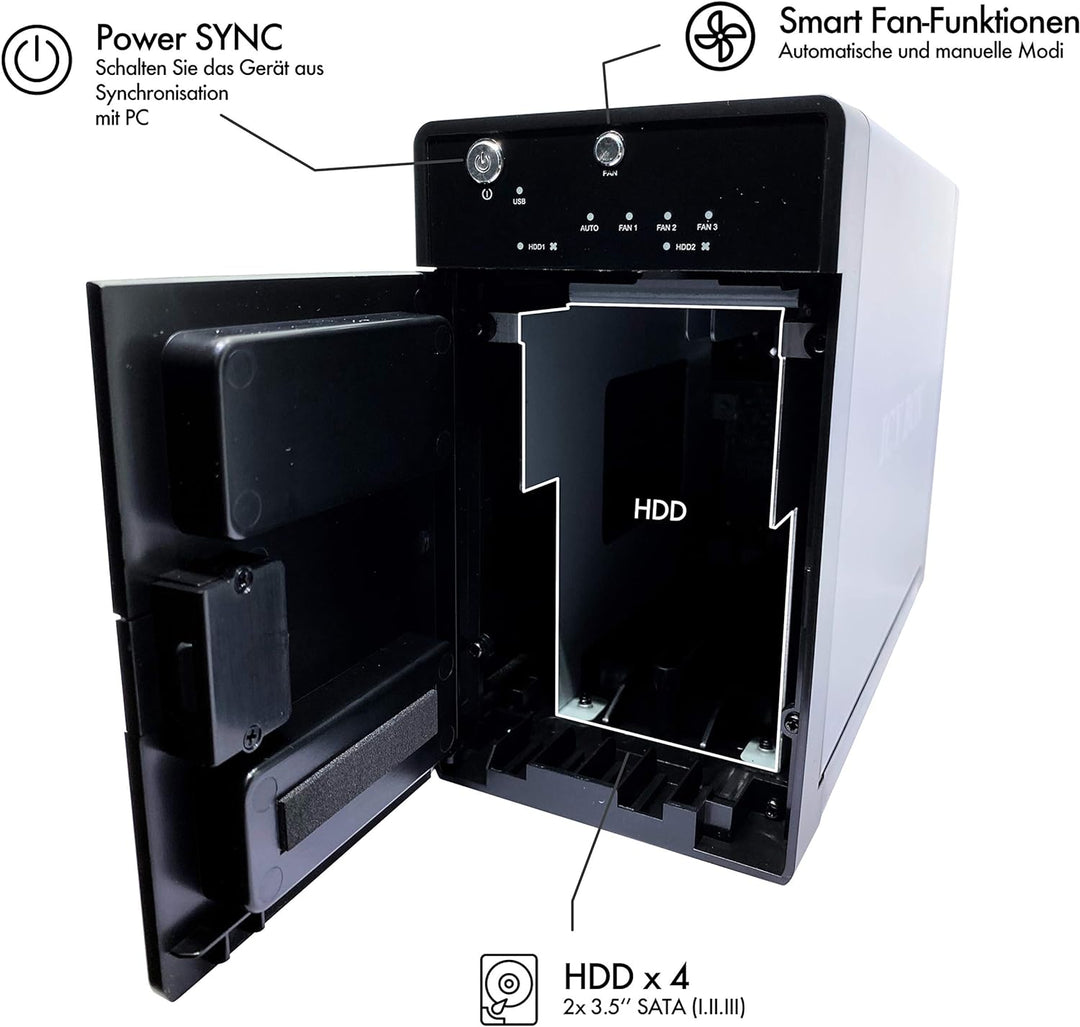 ICY BOX IB-RD3620SU3 Externes 2-fach Gehäuse (Raid 0/1, Single, JBOD) für 2x 3, 5 Zoll SATA i, II, I
