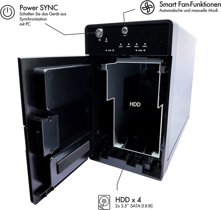ICY BOX IB-RD3620SU3 Externes 2-fach Gehäuse (Raid 0/1, Single, JBOD) für 2x 3, 5 Zoll SATA i, II, I