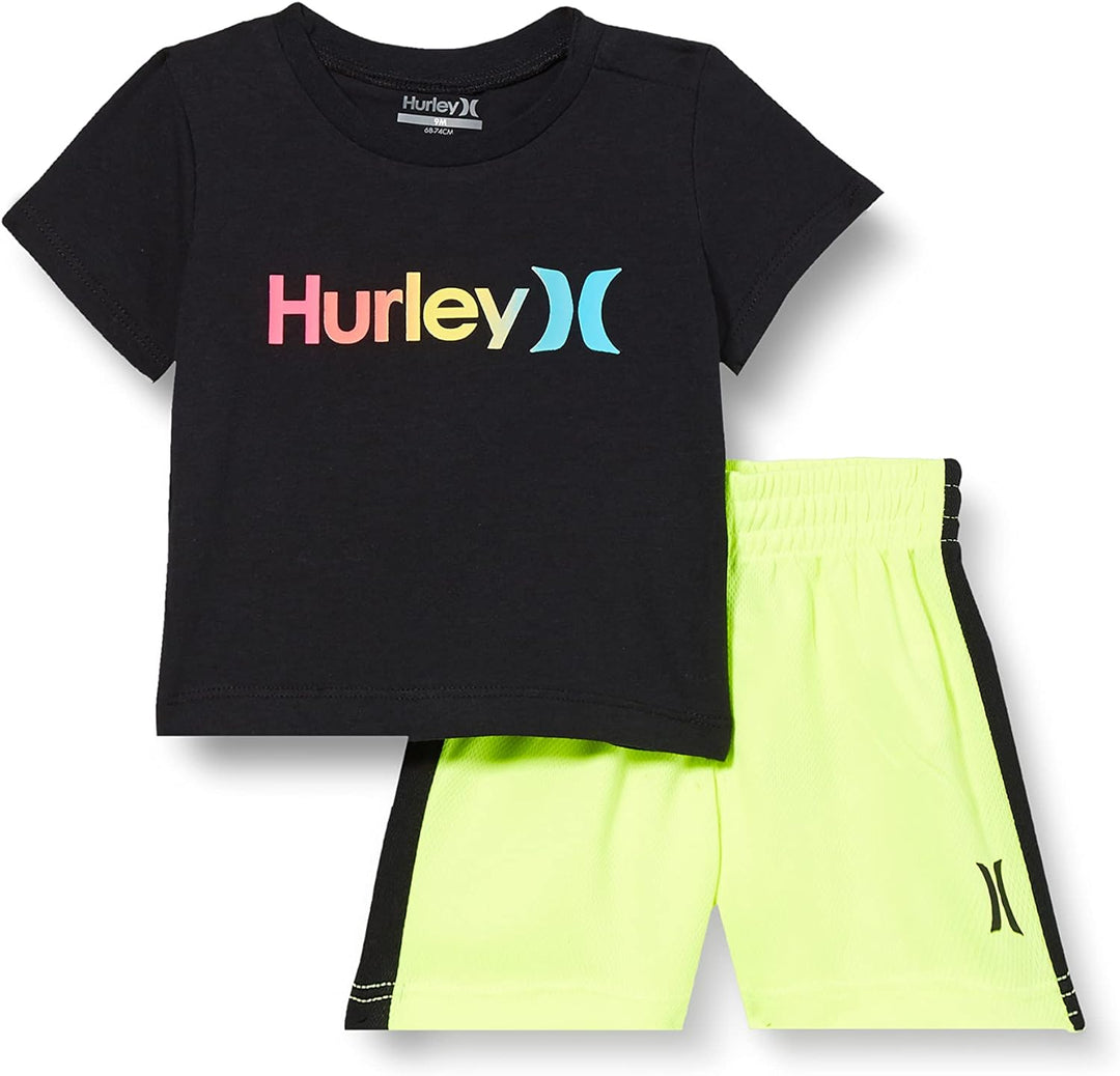 Hurley Jungen Hrlb O&o Gradient & Mesh Set Set kurz + T-Shirt 3 Jahre Schwarz/Blaues Graphit, 3 Jahr