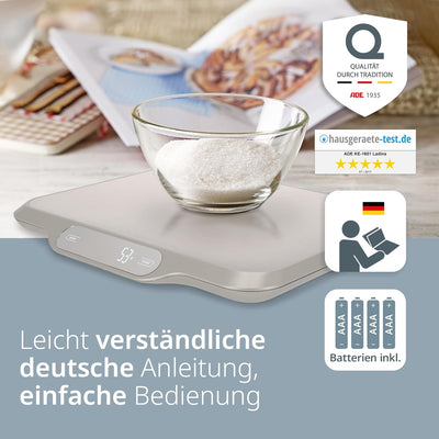 ADE Extra grosse Küchenwaage digital bis 15 kg | Wiegefläche 26x31 cm | Paketwaage