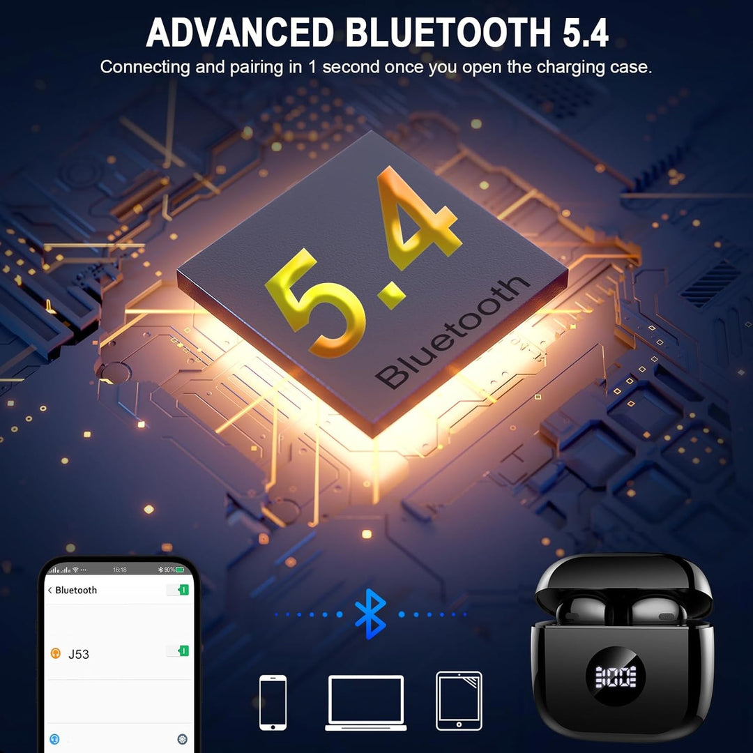 Bluetooth-Kopfhörer, Bluetooth 5.4, kabellose Kopfhörer mit 4 ENC Geräuschunterdrückung, Mic, Kopfhö