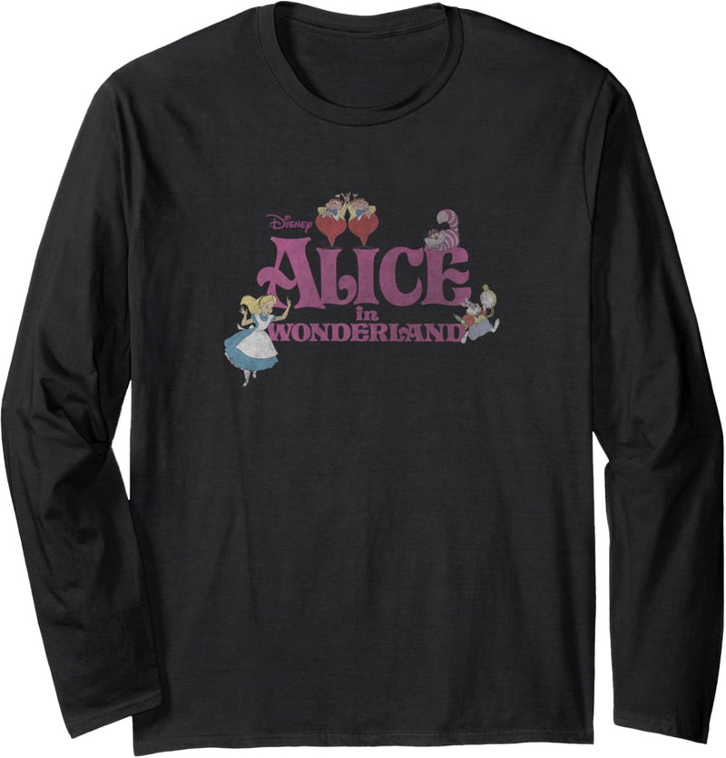 Disney Alice In Wonderland Group Shot Movie Title Langarmshirt