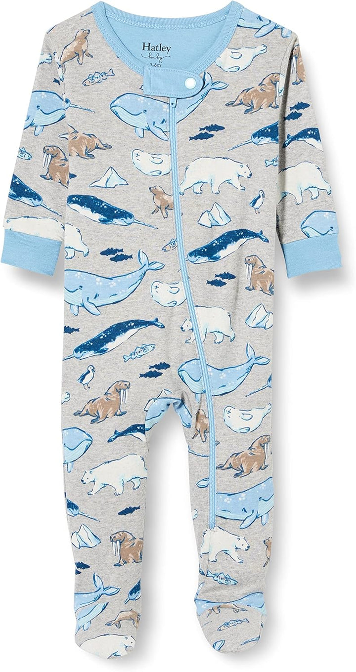 Hatley Baby-Jungen Organic Cotton Footed Sleepsuit Schlafstrampler, Arctic Animals