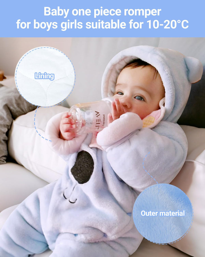 Baby Overall Winter mit Kapuze Baby Schneeanzug Flanell Strampler Winter Spieler Spielanzug mit Füss