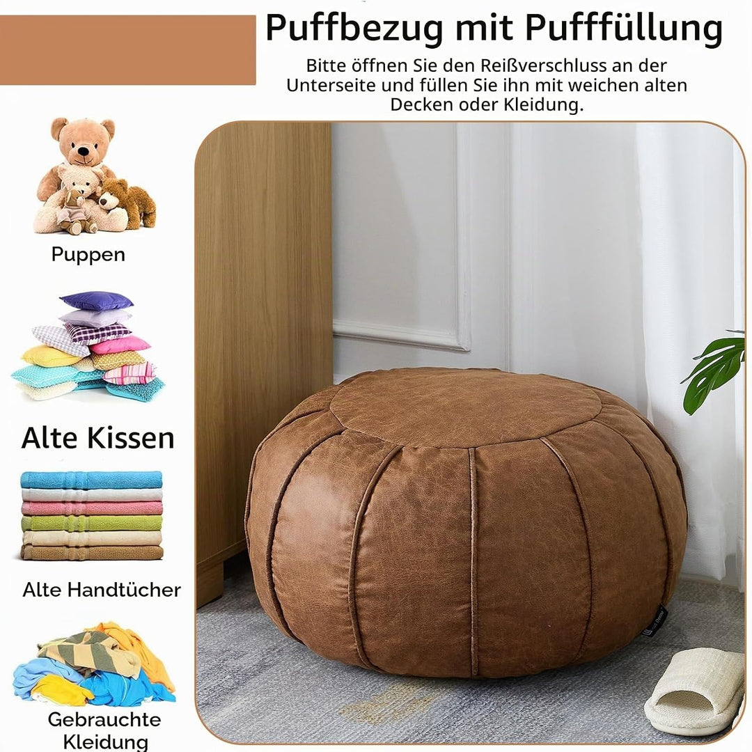 Louis Donné Unstuffed Pouf Cover-Father456 (Tawny-126) Braun, Braun