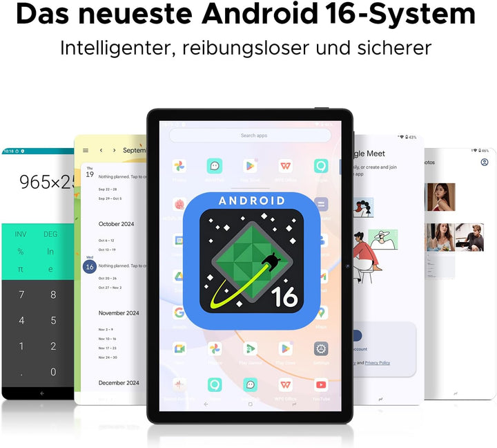 U11 Android 16 Tablet 11 Zoll Gemini AI 16GB RAM +128GB ROM (2TB TF), 8580mAh Gaming Tablet Unisoc T