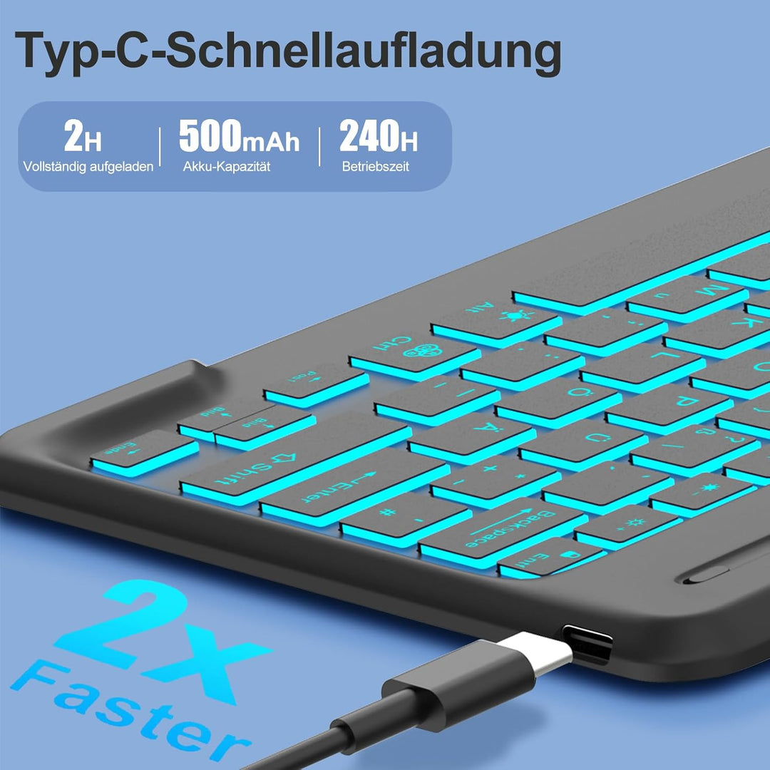 IVEOPPE Hülle mit Tastatur für iPad Air 13 Zoll 2025 M3/2024 M2, Deutsches Beleuchtung QWERTZ Layout