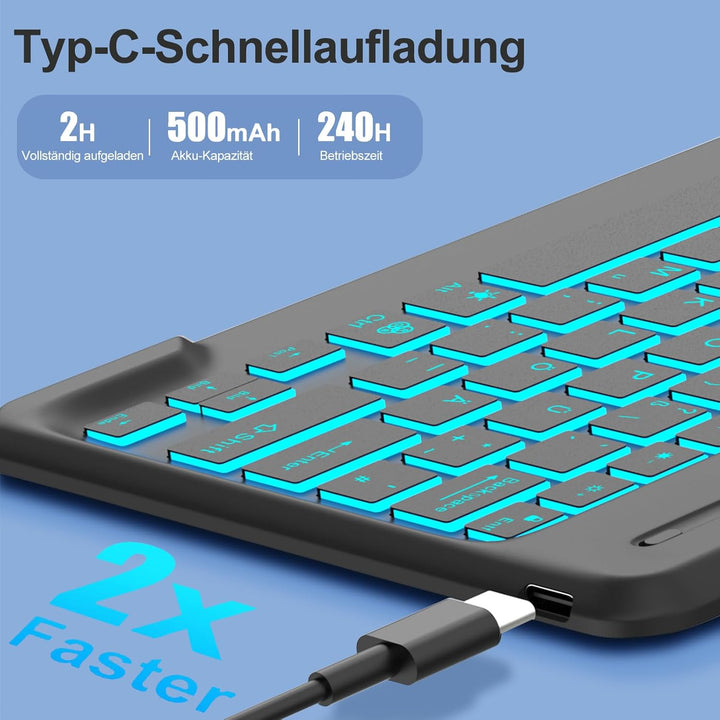 IVEOPPE Hülle mit Tastatur für iPad Air 13 Zoll 2025 M3/2024 M2, Deutsches Beleuchtung QWERTZ Layout