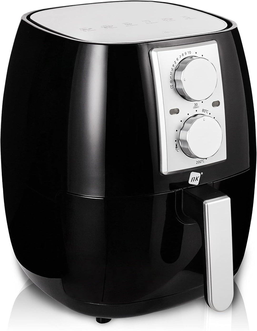 NK Mechanische Heissluftfritteuse 4,5L - Heissluftfritteuse XL, einfach zu bedienen, 6 Programme, 15