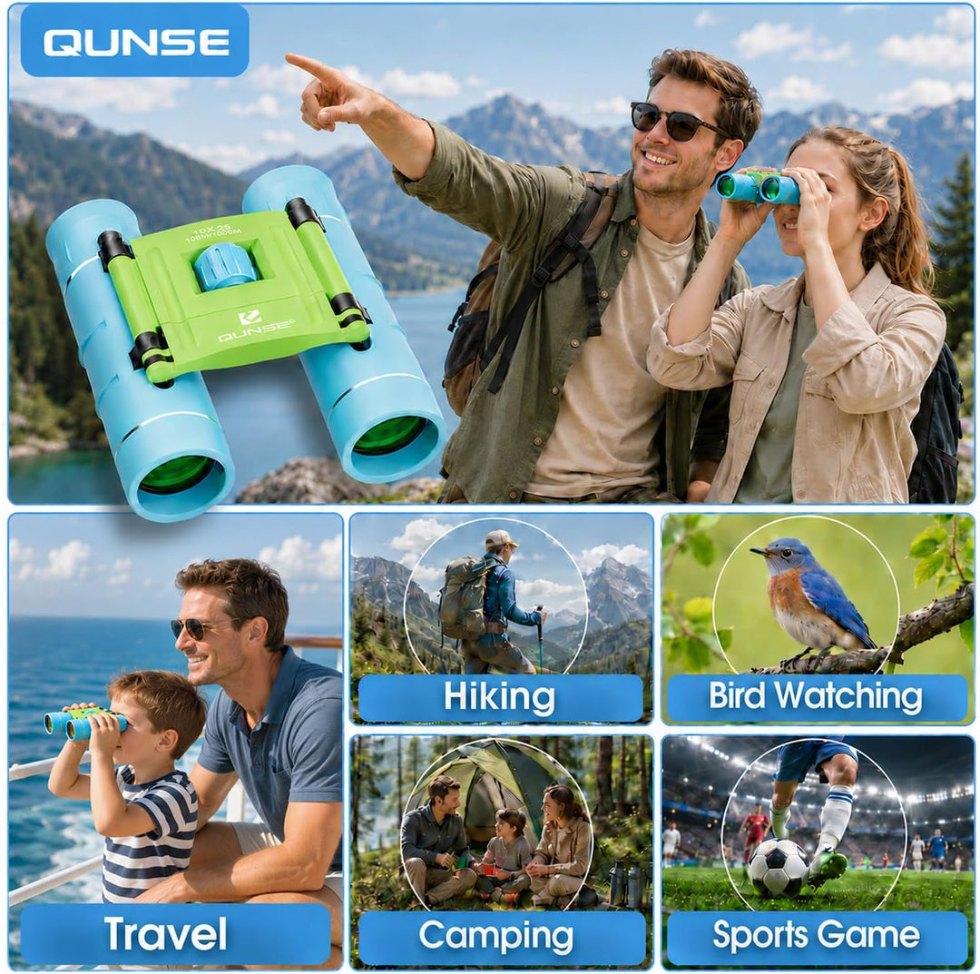 QUNSE 10x25 Mini Kleines Fernglas Erwachsene Klein Ferngläser für Vogels Hiking en buitenleven Marin