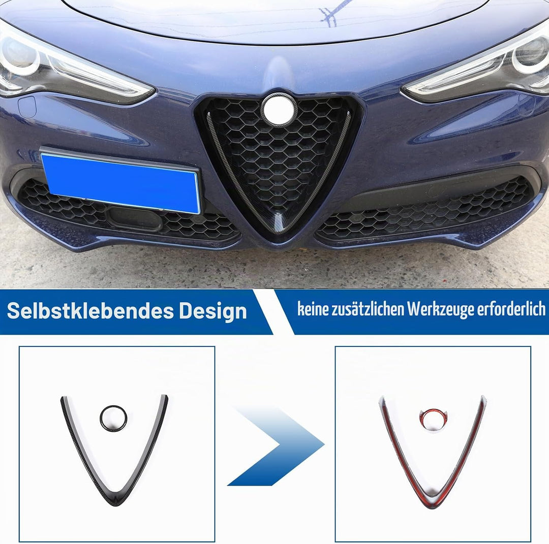 Carbon Faser Stil ABS-Kunststoff Front Grill Dekoration Rahmen Besatz für Stelvio 2017 2018