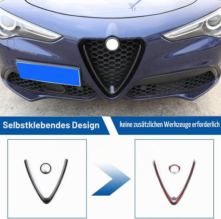 Carbon Faser Stil ABS-Kunststoff Front Grill Dekoration Rahmen Besatz für Stelvio 2017 2018