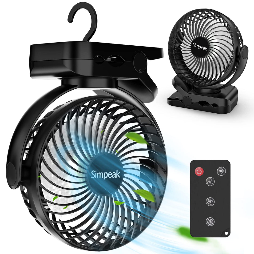Simpeak 8000mAh Camping Ventilator Tischventilator, Mini USB Ventilator leise, Clip Fan mit Fernbedi