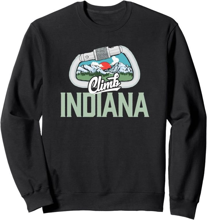 Climb Indiana Retro Rock Climbing Vintage Carabiner Graphic Sweatshirt