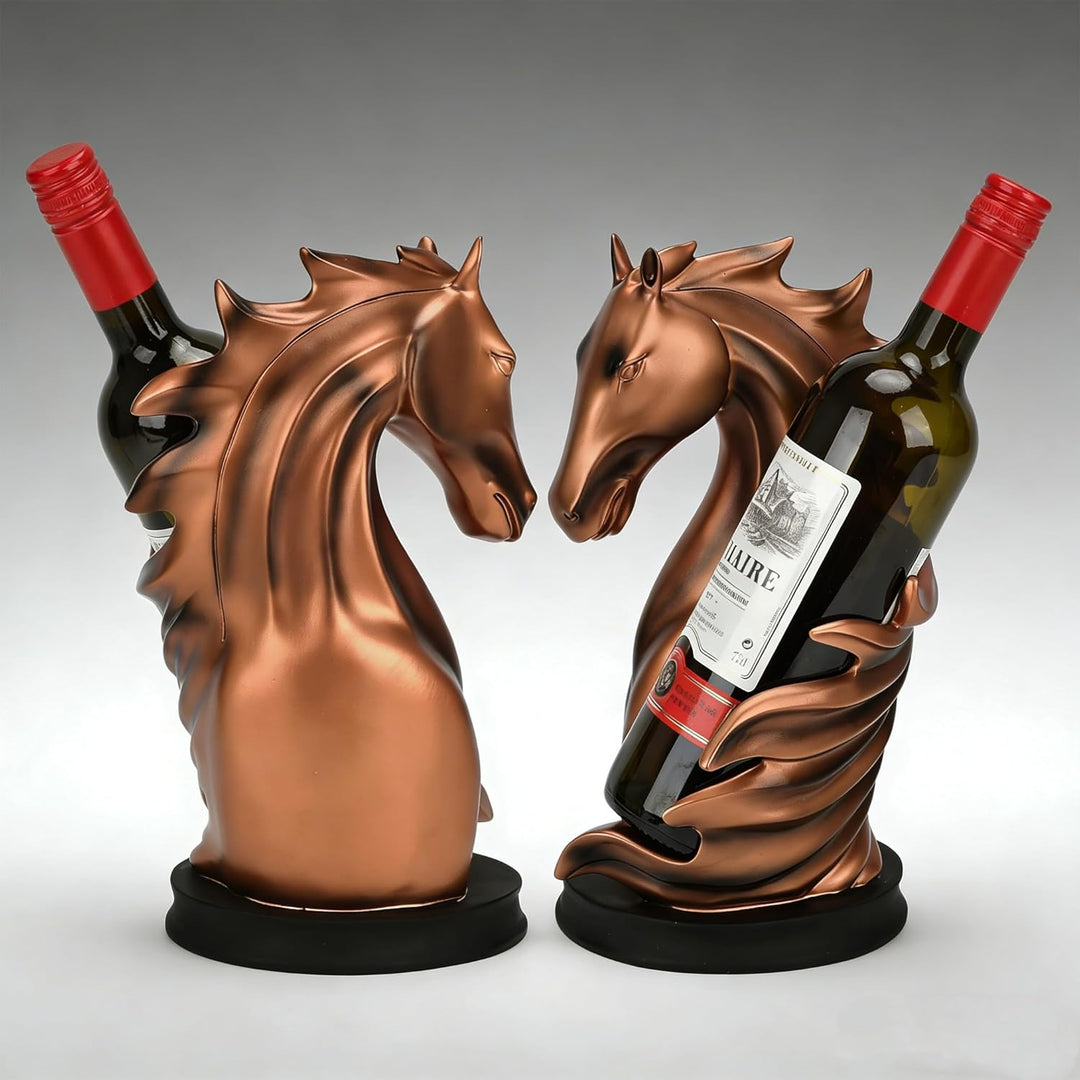 Pferde-Weinregale Freistehender Weinflaschenhalter Tierornamente, Hochwertige braune Pferdestatue au