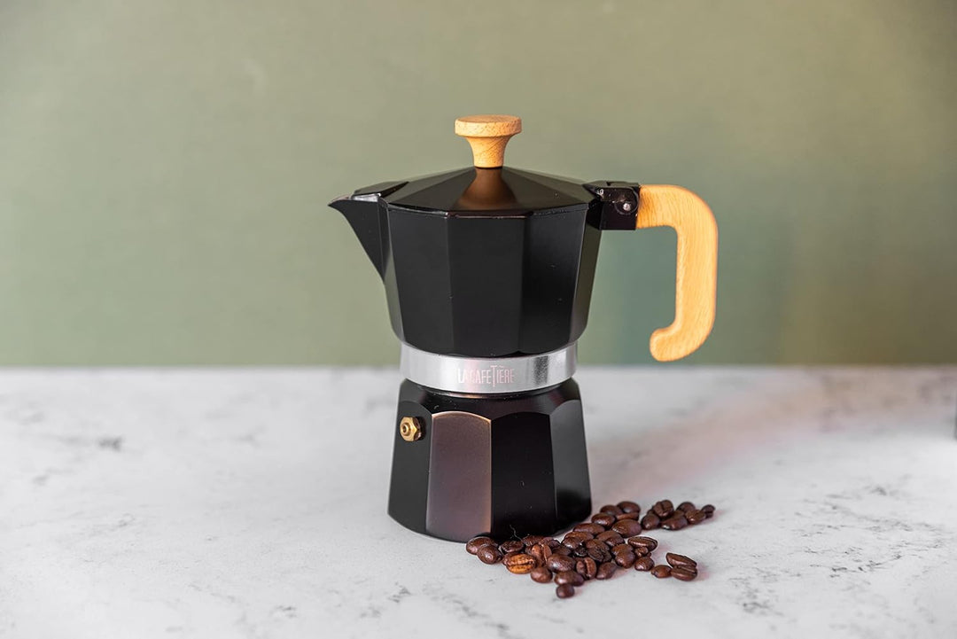 La Cafetière Venice Espressokocher, Aluminium Schwarz Three Cup, Schwarz Three Cup