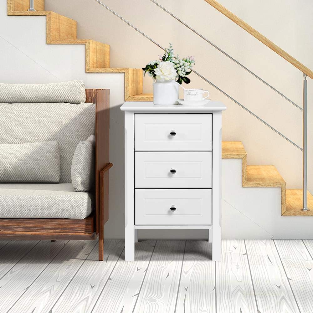 Yaheetech 2 STK. Nachtschrank Nachtkommode Boxspringbett Nachttisch Konsole Schrank, mit Schubladen,