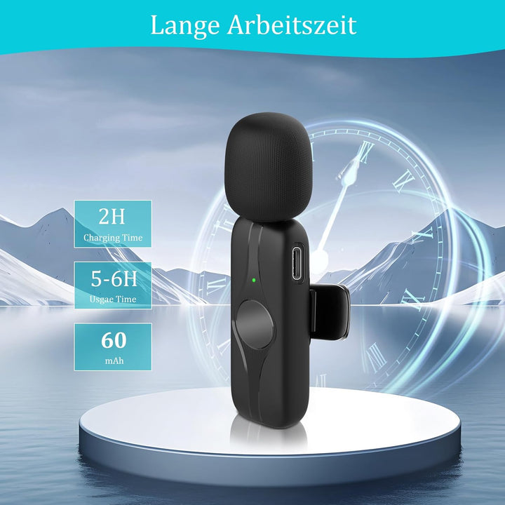 Lavalier Mikrofon Kabellos für iPhone/iPad/Android, 2er Ansteckmikrofon Wireless Mini Mikrofon iPhon