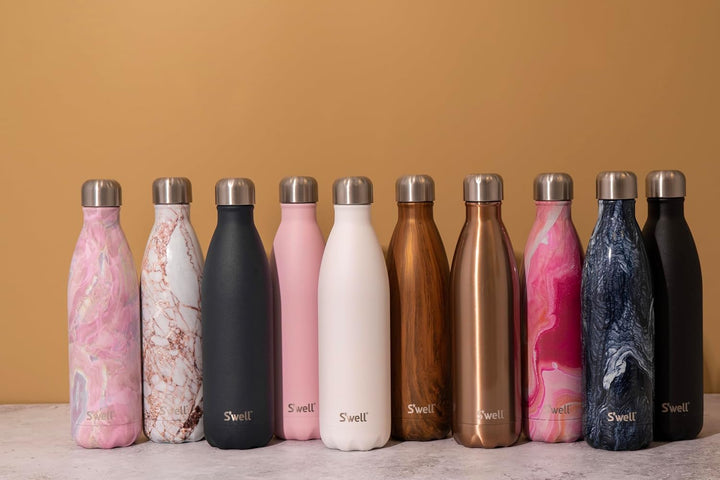 S'well Wiederverwendbare Wasserflasche aus Edelstahl, 750 ml, Azurit, dreifach isolierte und auslauf