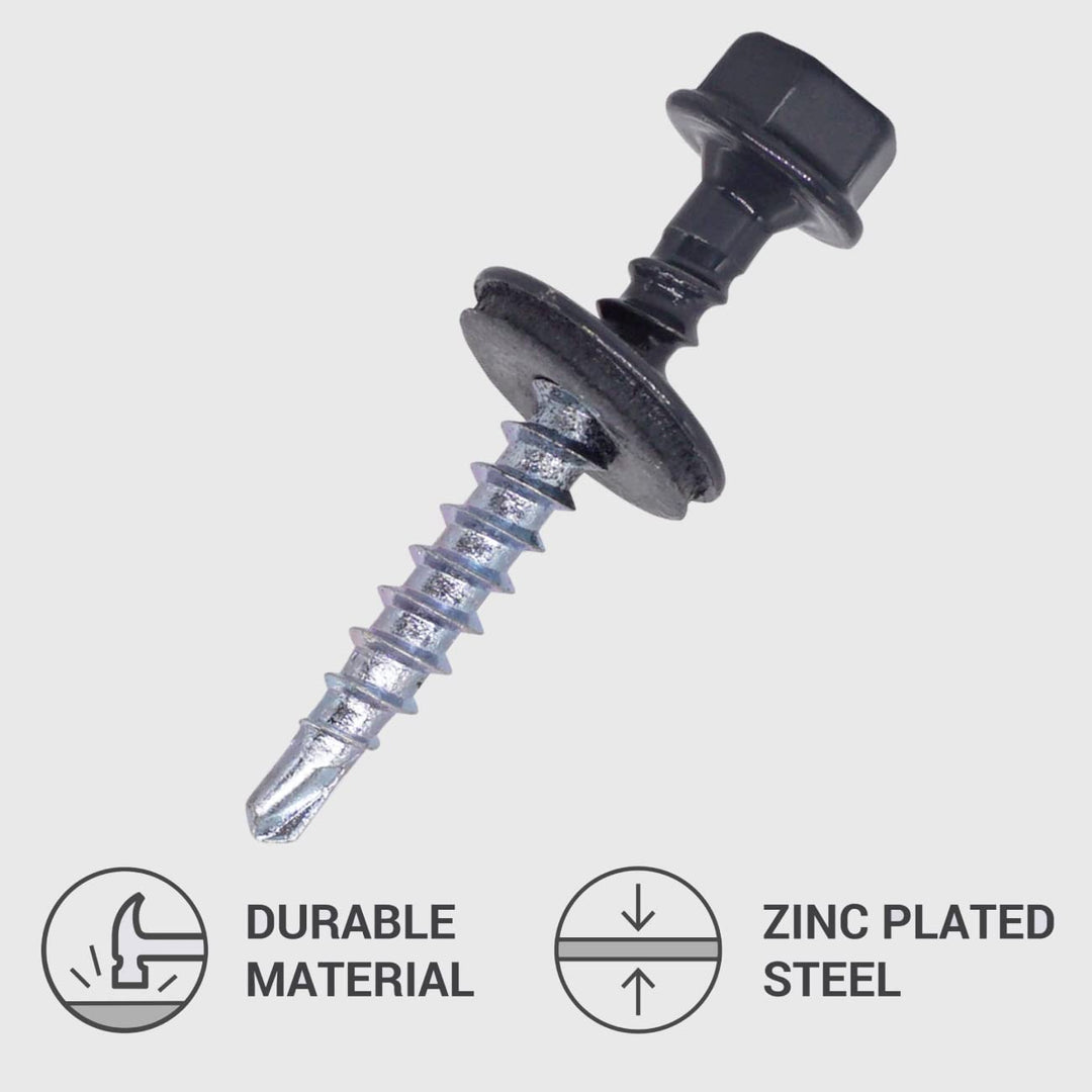 (250 Stück) Metall Dachschrauben 4,8 x 35 mm lackierte selbstbohrende Schrauben mit EPDM Unterlegsch