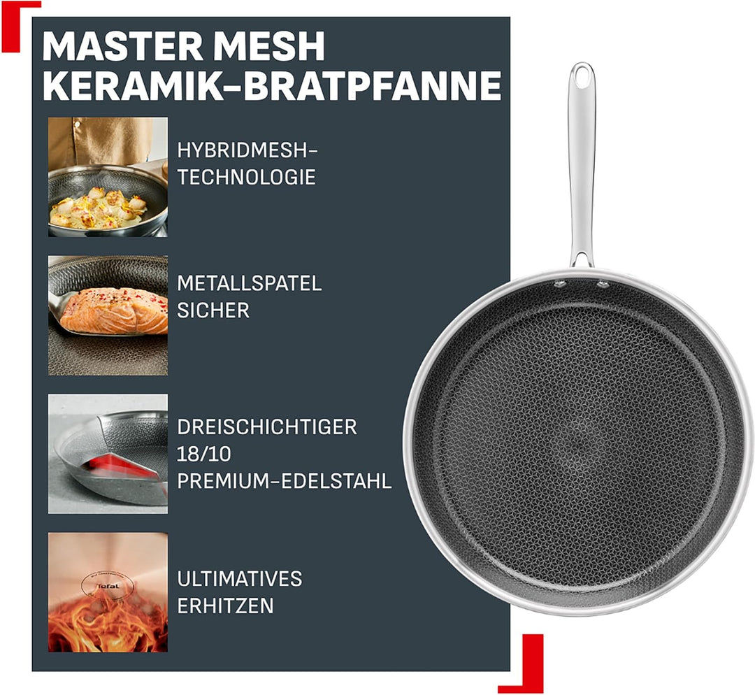 Tefal Master Mesh Keramik-Bratpfanne, 28 cm, HybridMesh-Technologie, kratzfeste Oberfläche, ultimati